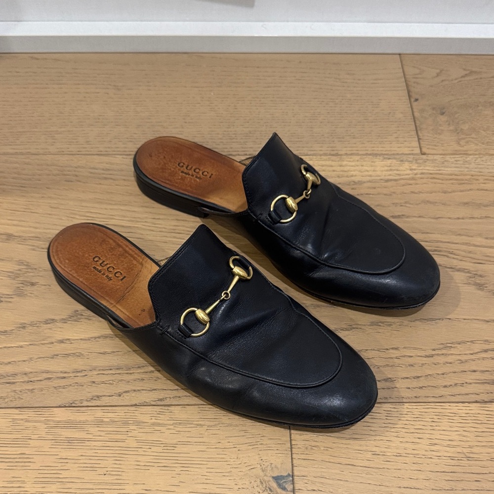Gucci Black Leather Princetown Mules. Womens Size 39 - Picture 3 of 4